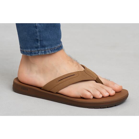 Flojos Other - Flojos Men's Flip Flop Sandals, Tan, Size 9 Memory Foam Thong Comfort Shoe NEW